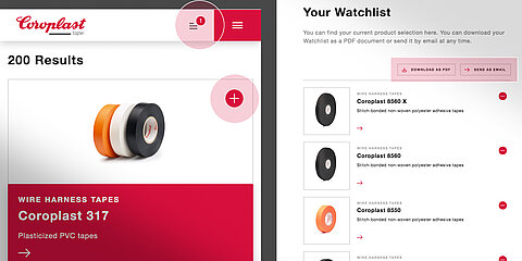 Watchlist-function for Coroplast Tape