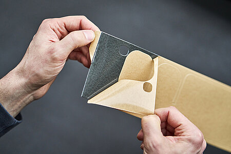 Die-cut sample being inspected manually