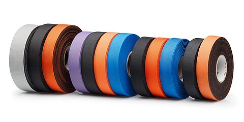 12 different rolls of wire harness tape from the range of Coroplast Tape for e-mobility.