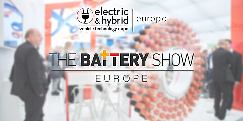 Exhibition impression with Battery Show Europe logo