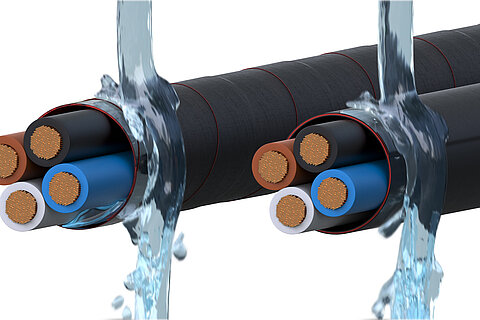 Comparison of watertightness of conventional wire harness tape with TapeTube