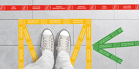 Smart Distancing Tape für Bodenmarkierungen
