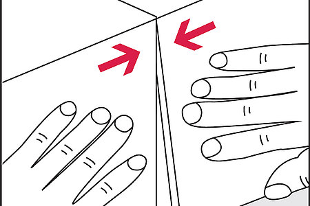 Illustration, die zeigt, dass das Verarbeiten von Aluminium Klebebändern nicht unter Spannung erfolgen sollte.
