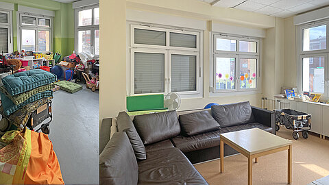 The completed room is hardly recognisable anymore.